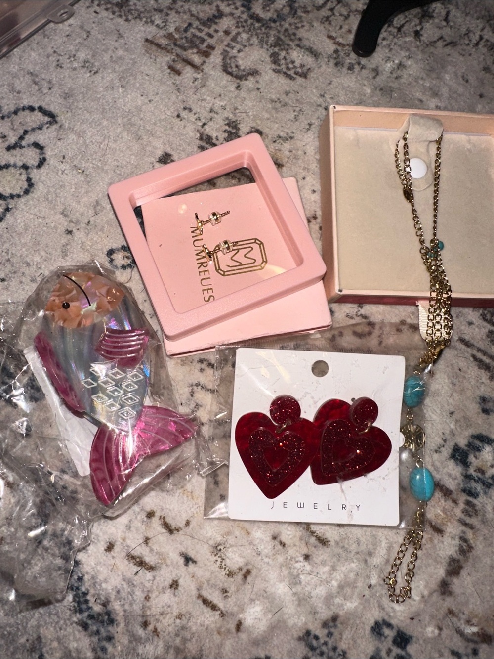 Sparkling Red Heart Drop Earrings - Unbranded
